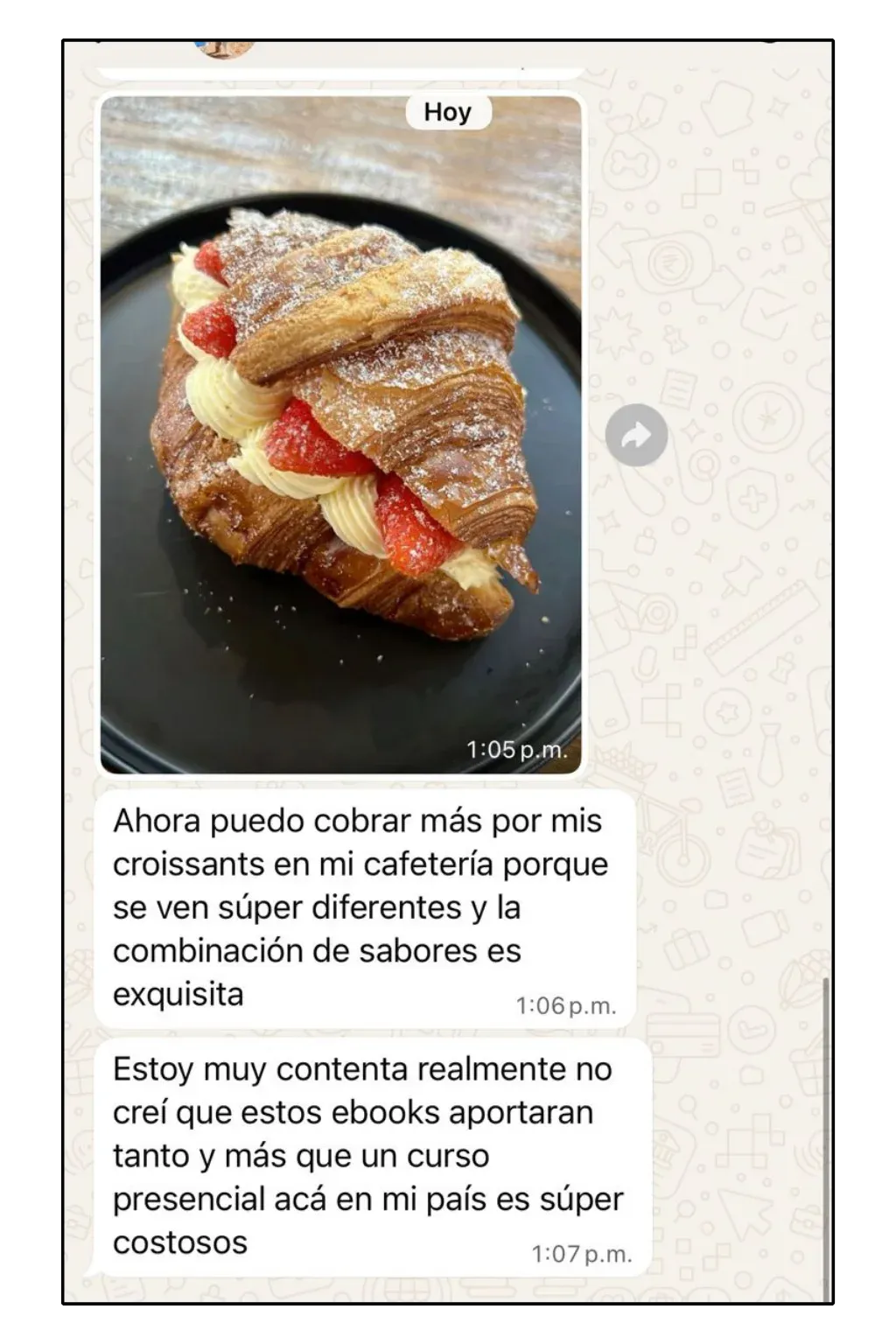Mensaje real de una alumna del programa