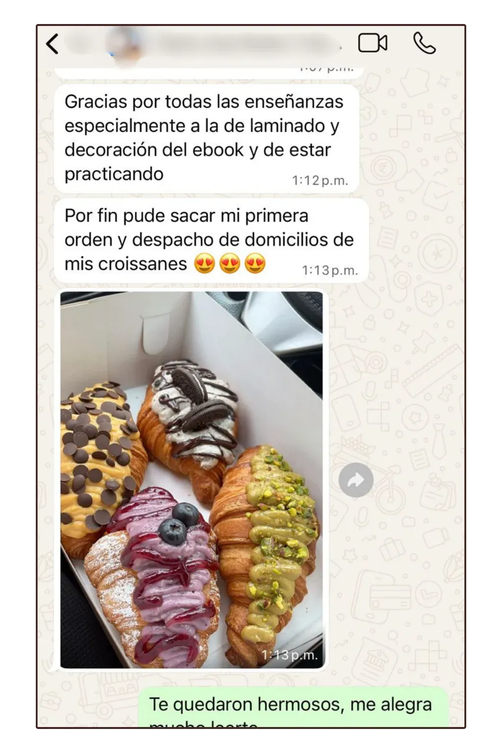 Mensaje real de una alumna del programa